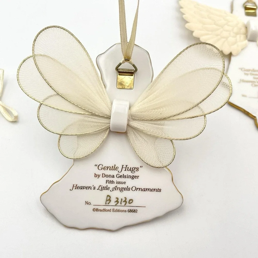 Vintage Bradford Editions Dona Gelsinger Angel Ornaments‎ 1990s Set of 3